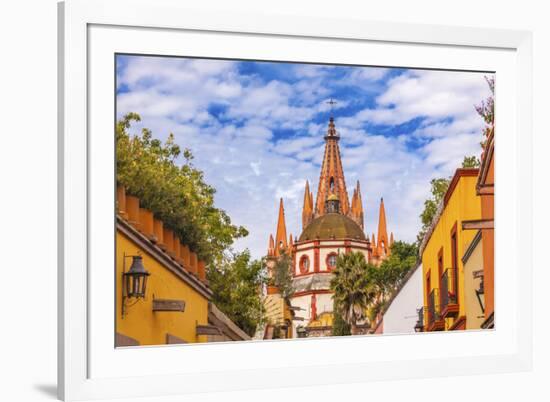 Aldama Street Parroquia Archangel Church. San Miguel de Allende, Mexico.-William Perry-Framed Premium Photographic Print