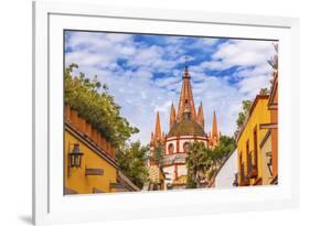 Aldama Street Parroquia Archangel Church. San Miguel de Allende, Mexico.-William Perry-Framed Premium Photographic Print