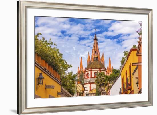 Aldama Street Parroquia Archangel Church. San Miguel de Allende, Mexico.-William Perry-Framed Premium Photographic Print