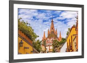 Aldama Street Parroquia Archangel Church. San Miguel de Allende, Mexico.-William Perry-Framed Premium Photographic Print