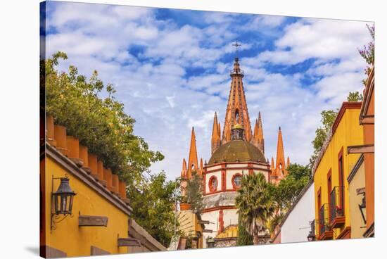 Aldama Street Parroquia Archangel Church. San Miguel de Allende, Mexico.-William Perry-Stretched Canvas