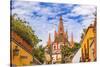 Aldama Street Parroquia Archangel Church. San Miguel de Allende, Mexico.-William Perry-Stretched Canvas