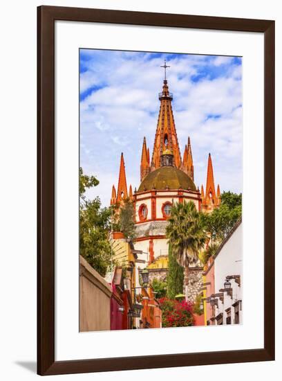 Aldama Street Parroquia Archangel Church. San Miguel de Allende, Mexico.-William Perry-Framed Premium Photographic Print