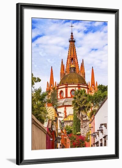 Aldama Street Parroquia Archangel Church. San Miguel de Allende, Mexico.-William Perry-Framed Premium Photographic Print