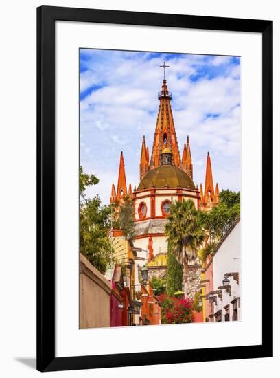 Aldama Street Parroquia Archangel Church. San Miguel de Allende, Mexico.-William Perry-Framed Premium Photographic Print