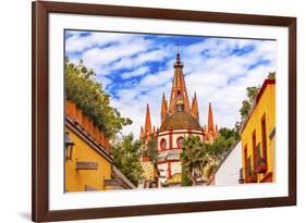 Aldama Street Parroquia Archangel Church. San Miguel de Allende, Mexico.-William Perry-Framed Photographic Print