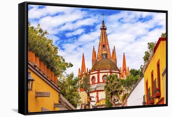 Aldama Street Parroquia Archangel Church. San Miguel de Allende, Mexico.-William Perry-Framed Stretched Canvas