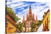 Aldama Street Parroquia Archangel Church. San Miguel de Allende, Mexico.-William Perry-Stretched Canvas