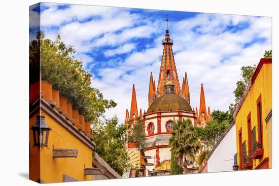 Aldama Street Parroquia Archangel Church. San Miguel de Allende, Mexico.-William Perry-Stretched Canvas