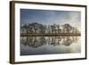 Alder Trees (Alnus Hirsuta) Silhouetted and Reflected in River Spey in Winter, Cairngorms Np, UK-Mark Hamblin-Framed Photographic Print