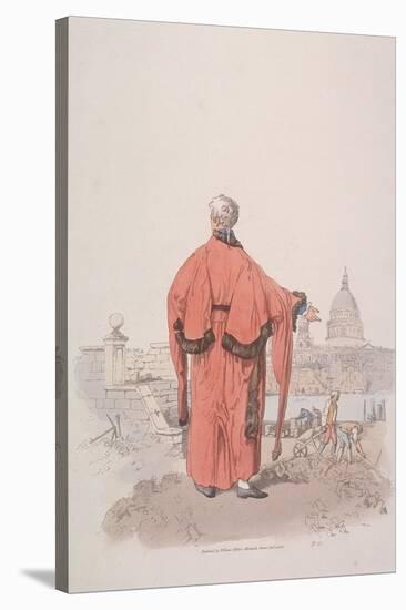 Alderman in Civic Costume Looking Towards St Paul's Cathedral, London, 1805-William Henry Pyne-Stretched Canvas