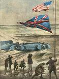 Malcolm Campbell Drives His Bluebird on Daytona Beach-Aldo Molinari-Framed Art Print