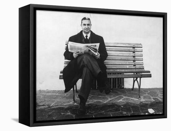 Aldo Moro Sitting on a Bench-Sergio del Grande-Framed Stretched Canvas