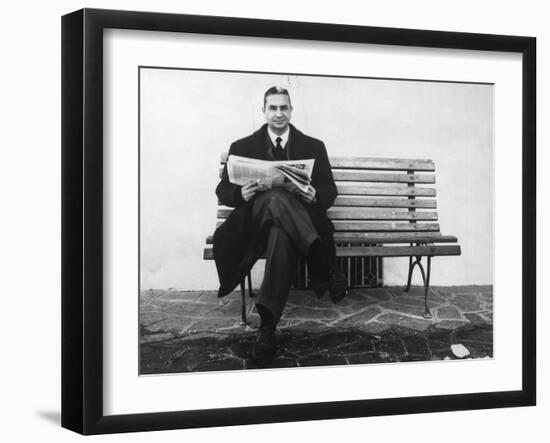 Aldo Moro Sitting on a Bench-Sergio del Grande-Framed Giclee Print