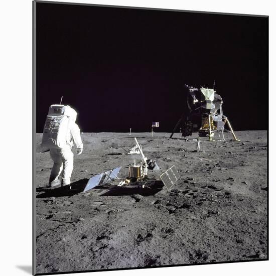 Aldrin Looks Back at Tranquility Base Photograph - Cape Canaveral, FL-Lantern Press-Mounted Art Print