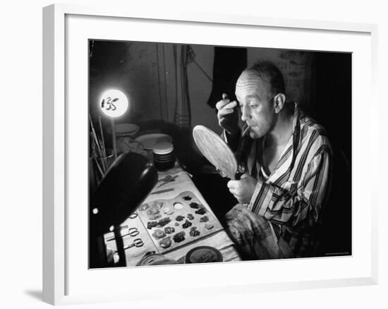 Alec Guiness Putting on Theatrical Make Up at the Stratford Shakespeare Festival-Peter Stackpole-Framed Premium Photographic Print