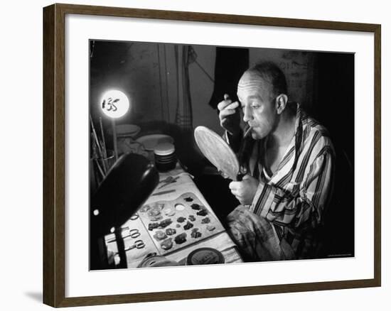 Alec Guiness Putting on Theatrical Make Up at the Stratford Shakespeare Festival-Peter Stackpole-Framed Premium Photographic Print