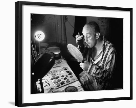 Alec Guiness Putting on Theatrical Make Up at the Stratford Shakespeare Festival-Peter Stackpole-Framed Premium Photographic Print