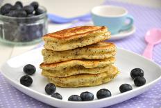 Pancakes with Poppy Seeds and Blueberries-ALein-Photographic Print