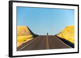 Alek Engerbretson Skateboarding Down A Rural Highway Near Oakesdale, Washington-Ben Herndon-Framed Photographic Print