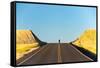 Alek Engerbretson Skateboarding Down A Rural Highway Near Oakesdale, Washington-Ben Herndon-Framed Stretched Canvas