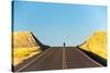 Alek Engerbretson Skateboarding Down A Rural Highway Near Oakesdale, Washington-Ben Herndon-Stretched Canvas