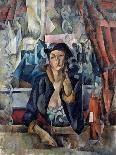 Portrait of the Artist's Wife in a Cafe, 1919-Aleksandr Aleksandrovich Osmerkin-Mounted Giclee Print