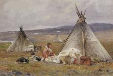 A Nenets Chum (A Nomadic Tent). Novaya Zemlya Island, 1896 (Oil on Canvas)-Aleksandr Alekseevich Borisov-Framed Giclee Print