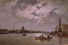 View of the Neva and the Admiralteyskaya Embankment by Moonlight, 1882-Aleksandr Karlovich Beggrov-Framed Giclee Print