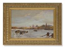 View over the frozen Neva, St Isaac's Cathedral and the Admiralty, St Petersburg, 1878-Aleksandr Karlovich Beggrov-Stretched Canvas