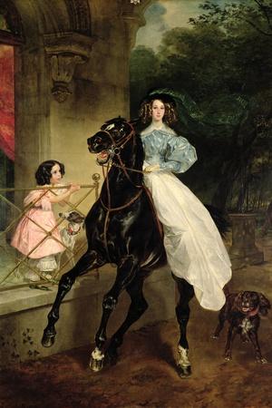 The Horsewoman, Portrait of Giovanina and Amacilia Paccini, Wards of Countess Samoilova, 1832