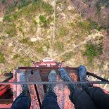 Urban Explorer Standing at the Top of the Abandoned Tower-Aleksey Stemmer-Photographic Print