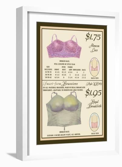 Alencon Lace and Regal Broadcloth Brassieres-null-Framed Art Print