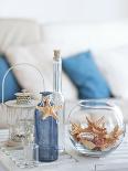 Idea of Interior Decoration with Starfishes and Glass Bottles-alenkasm-Photographic Print