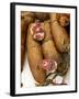 Alentejo, Estremoz, Portuguese Salami for Sale in Street Market in Alentejo, or Chourico, Portugal-Camilla Watson-Framed Photographic Print