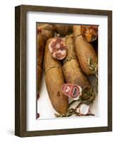 Alentejo, Estremoz, Portuguese Salami for Sale in Street Market in Alentejo, or Chourico, Portugal-Camilla Watson-Framed Photographic Print