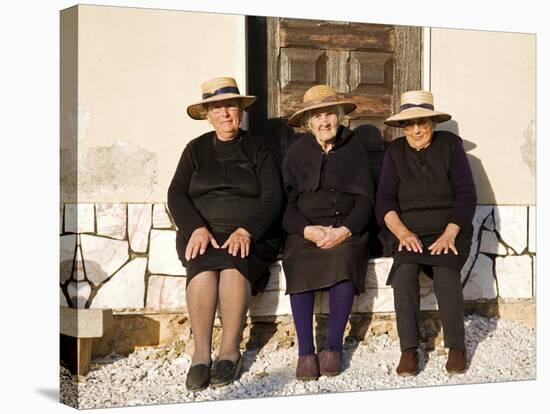 Alentejo, Estremoz, Three Elderly Portuguese Ladies Near in Alentejo Region, Portugal-Camilla Watson-Stretched Canvas