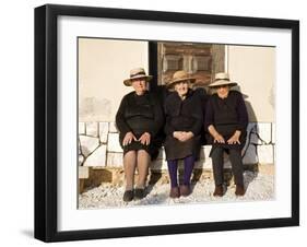 Alentejo, Estremoz, Three Elderly Portuguese Ladies Near in Alentejo Region, Portugal-Camilla Watson-Framed Premium Photographic Print