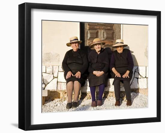 Alentejo, Estremoz, Three Elderly Portuguese Ladies Near in Alentejo Region, Portugal-Camilla Watson-Framed Photographic Print