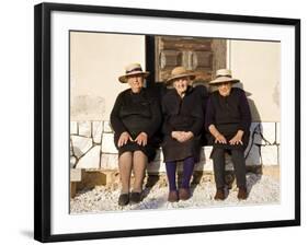 Alentejo, Estremoz, Three Elderly Portuguese Ladies Near in Alentejo Region, Portugal-Camilla Watson-Framed Photographic Print