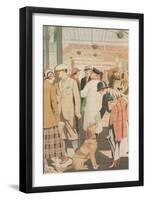 Alert Dog in Train Station-null-Framed Art Print