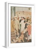 Alert Dog in Train Station-null-Framed Art Print