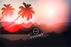 Paradise Island-Palm Tree Sunset-AlessandraM-Art Print