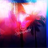 Paradise Island-Palm Tree Sunset-AlessandraM-Stretched Canvas