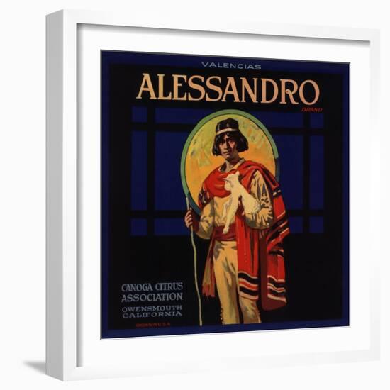 Alessandro Brand - Owensmouth, California - Citrus Crate Label-Lantern Press-Framed Art Print