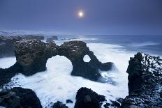 Iceland, Characteristic Cliff Overlooking the Sea, Illuminated by the Moonlight-Alessandro Carboni-Photographic Print