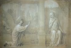The Annunciation, Preparatory Cartoon for the Cappella Raffo fresco in Misericordia Cemetery, Siena-Alessandro Franchi-Framed Giclee Print