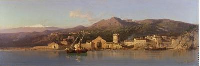 View of Taormina, Sicily, with Mount Etna in the Background, 1868-Alessandro La Volpe-Framed Giclee Print