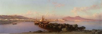 View of Taormina, Sicily, with Mount Etna in the Background, 1868-Alessandro La Volpe-Mounted Giclee Print