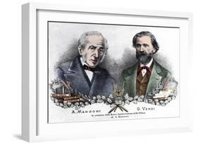 Alessandro Manzoni and Giuseppe Verdi on the occasion of the Messa da Requiem-Italian School-Framed Giclee Print